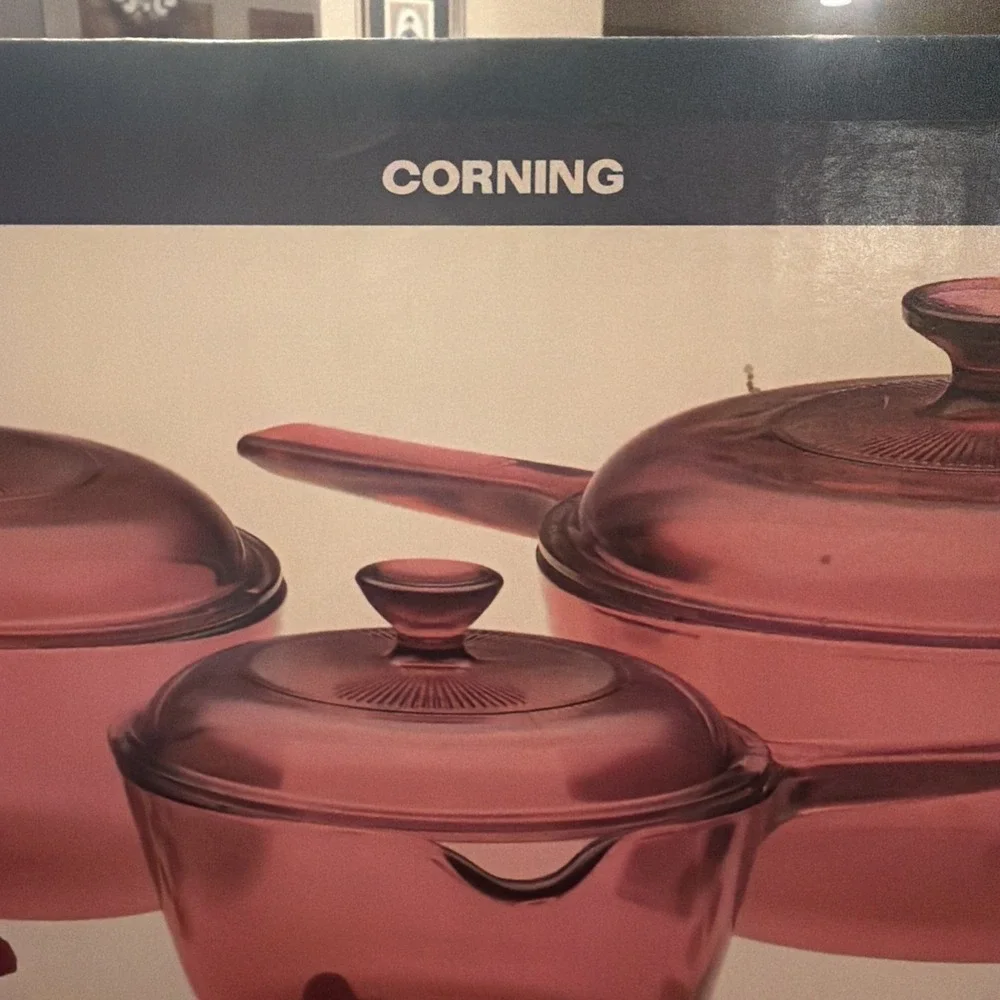 Corning VISIONS CRANBERRY Saucepan 6 Piece set 2.5QT 1.5QT 1QT NIB Vintage Rare
